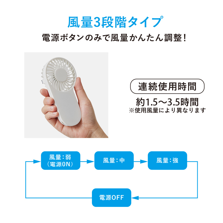 コンパクトハンディファン｜フック付き
